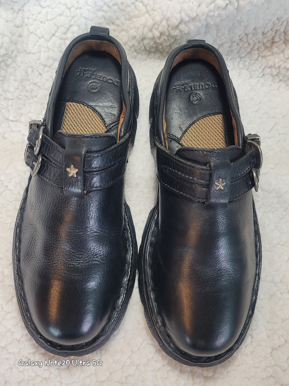 Vintage Double H Black Leather Western Star Concho Clogs Mules Pristine Sz-9.5